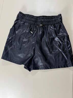 Fashion Nova Black Faux Leather High-Waist Shorts